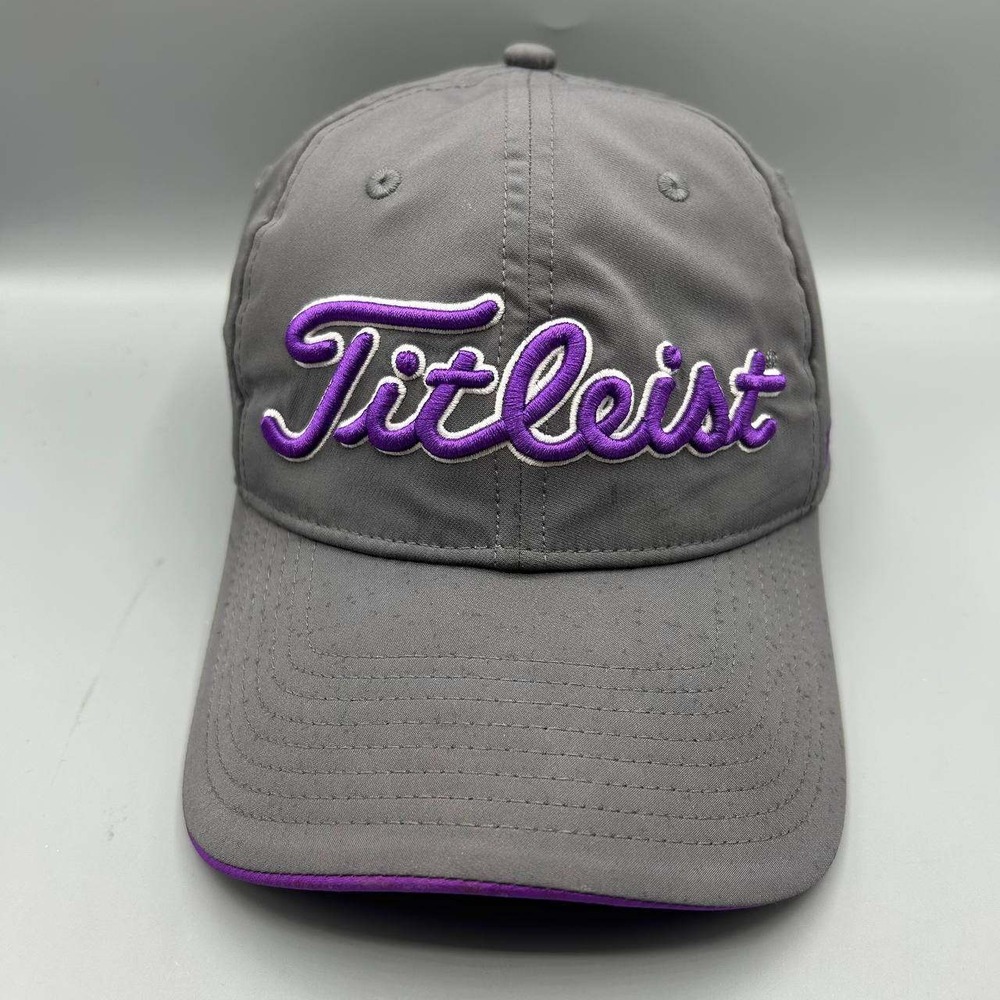 Titleist Golf Hat Men Gray Purple FootJoy Pro VI Strap Back Cap